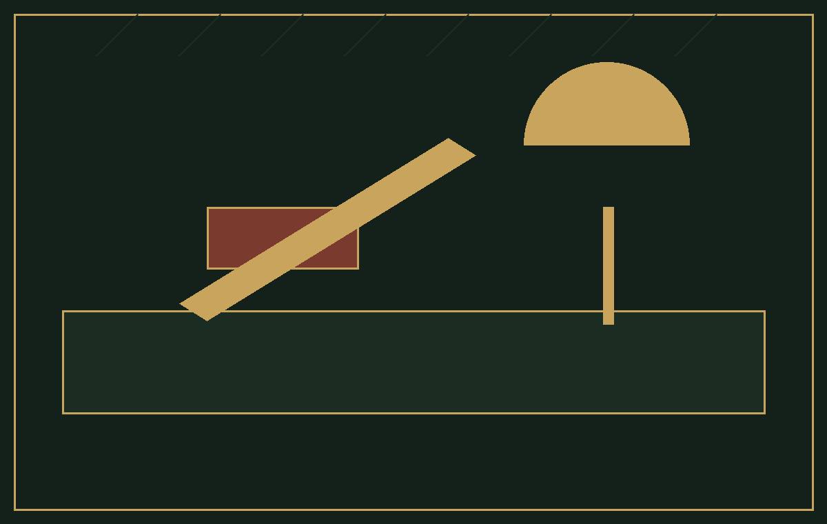 Dark Academia writing desk with brass lamp and pen